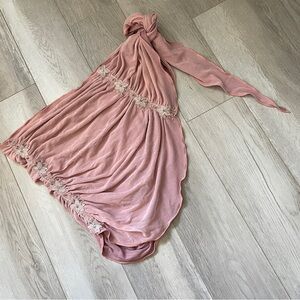 Draped Tie Skirt floral applique mini womens Pink (one size) swim festival boho